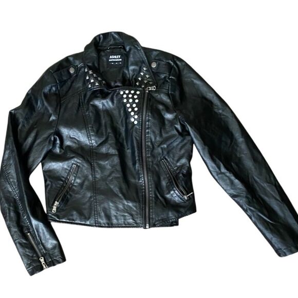 Ashley by 26 International Faux Leather Jacket with Asymmetrical Zipper. Medium. - Picture 1 of 10